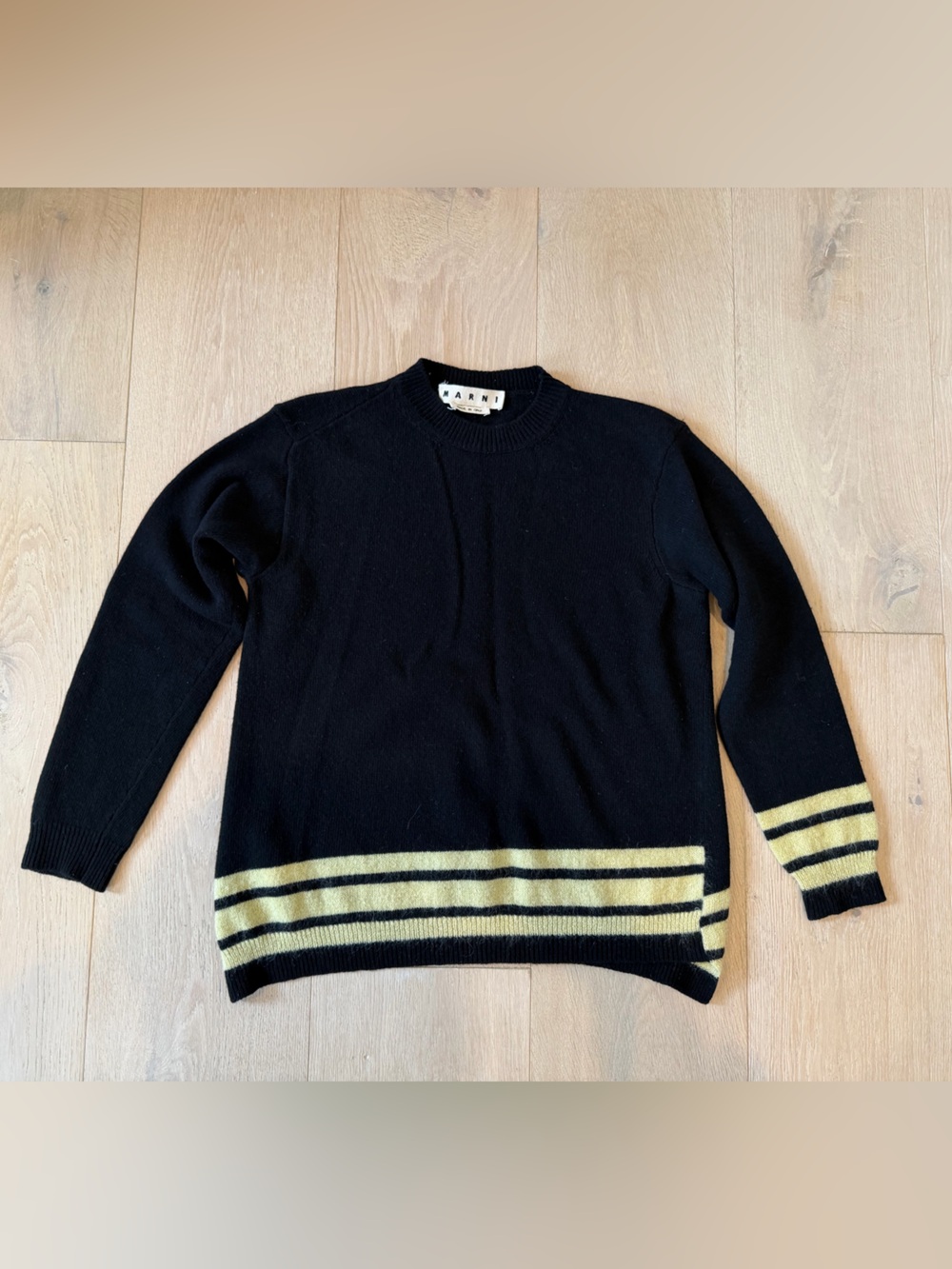 Marni Black Sweater with Yellow Stripe Detail